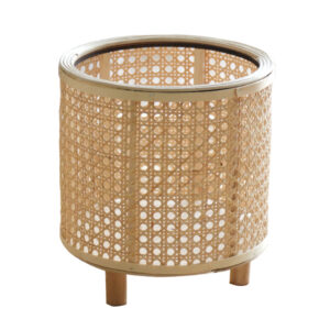 Plant Stand — Woven Basket with Wooden Legs — product view