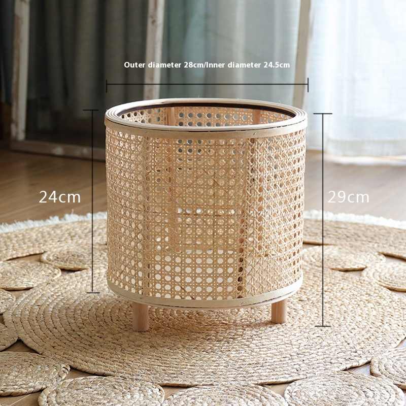 Plant Stand — Woven Basket with Wooden Legs — detail view