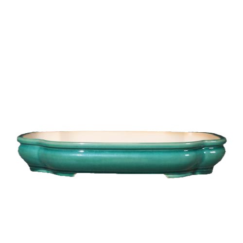 Planter Basin — Scalloped Green Ceramic — product view