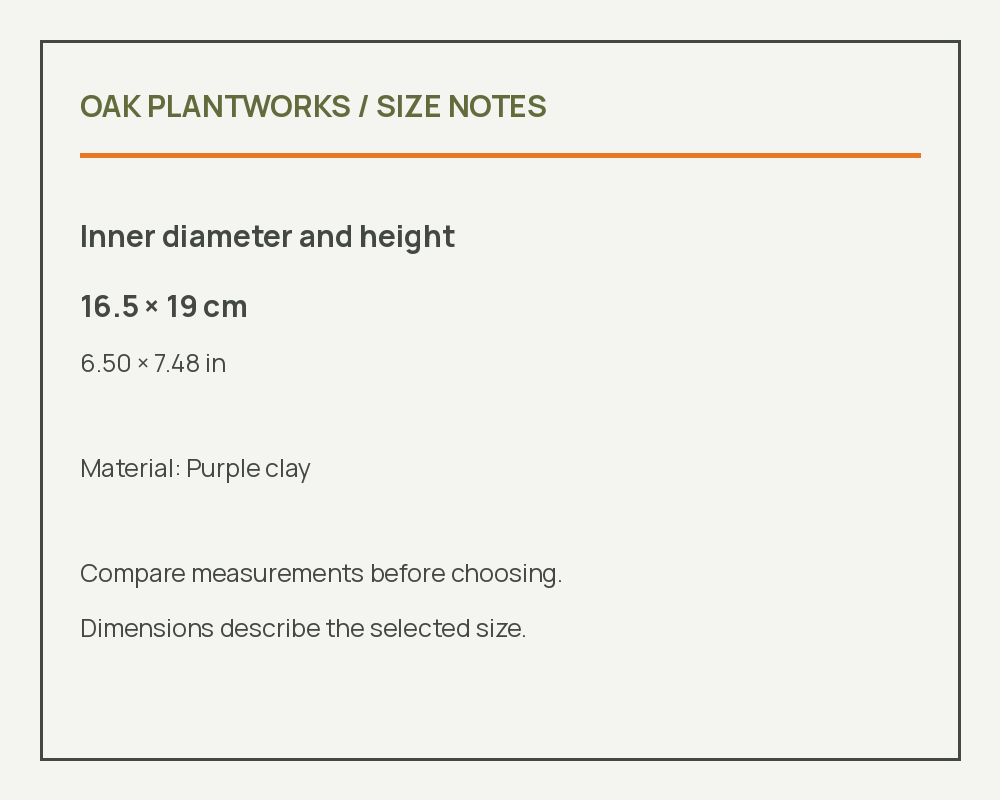 Planter Pot — Tall Faceted Purple Clay — measurement reference