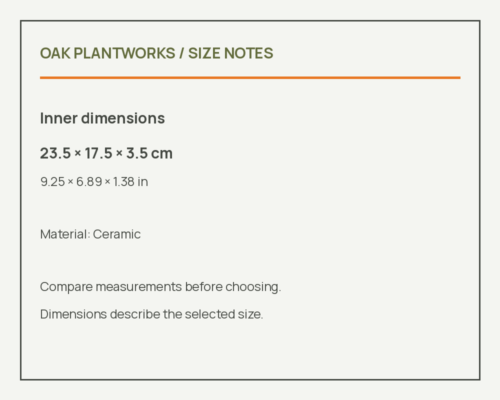 Planter Basin — Low Turquoise Rectangle — measurement reference
